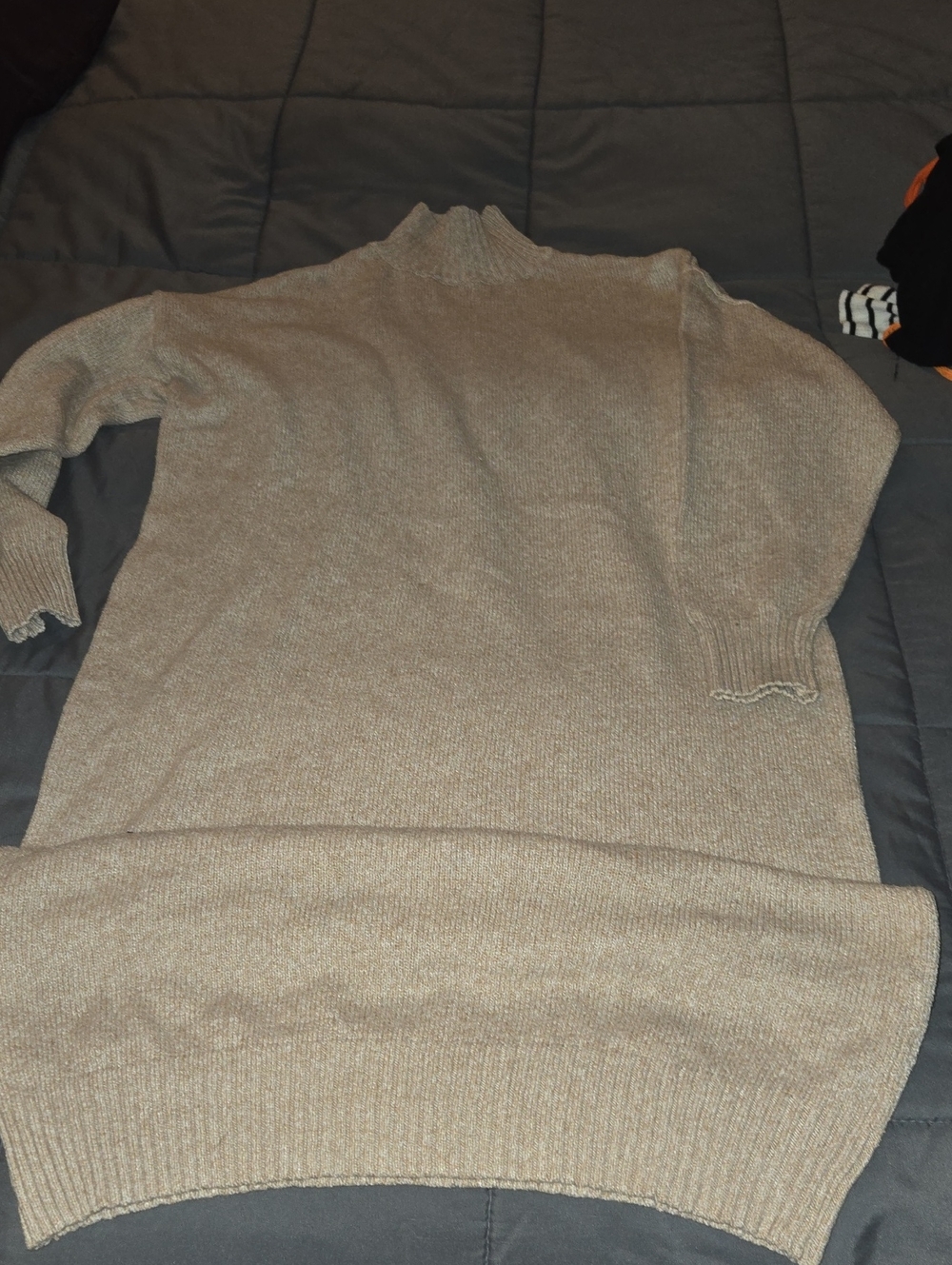 SHEIN Ribbed Knit Sweater Dress - Light Beige